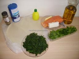 ingr�dients pour Brick au saumon et �pinard