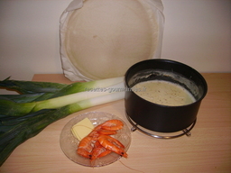 ingr�dients pour Brick aux poireaux et crevettes