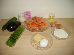 ingr�dients pour Cake aux crevettes et � la mozzarella