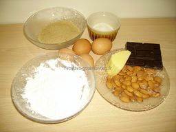 ingr�dients pour G�teau au chocolat et aux amandes