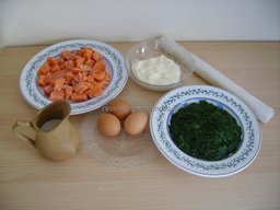ingr�dients pour Tarte au saumon et aux �pinards